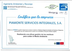 CERTIFICADO DE GESTION INTEGRAL RESIDUOS PELIGROSOS